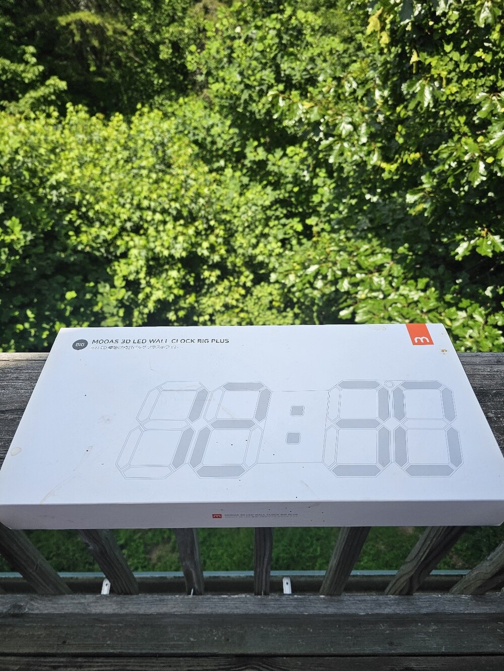 MOOAS 3D LED Wall Clock Big Plus White 15” Modern Digital Clock NIB NWT